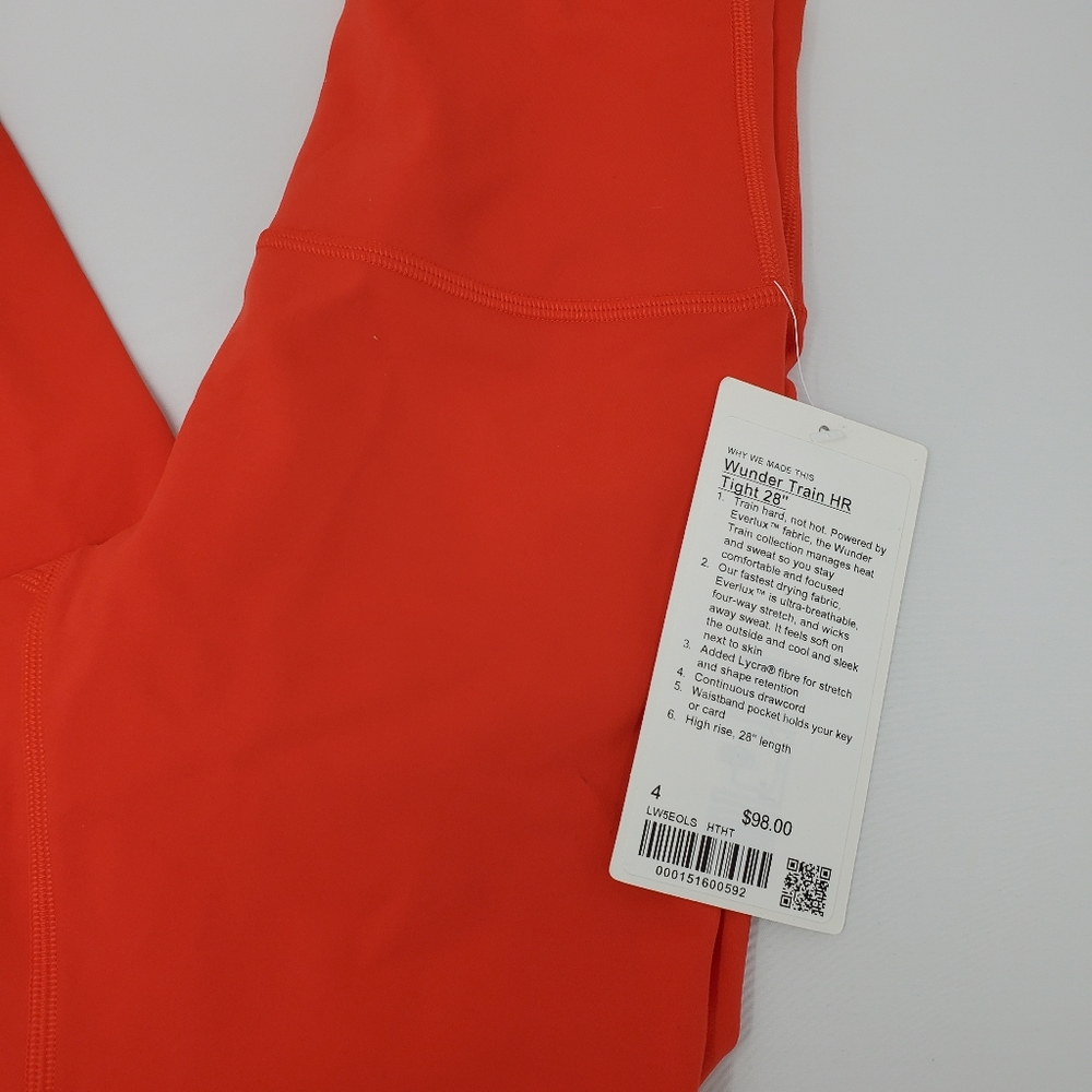 [ NWT ] Size 4 hot heat lululemon wunder train HR Tight 28" leggings red - Picture 2 of 5